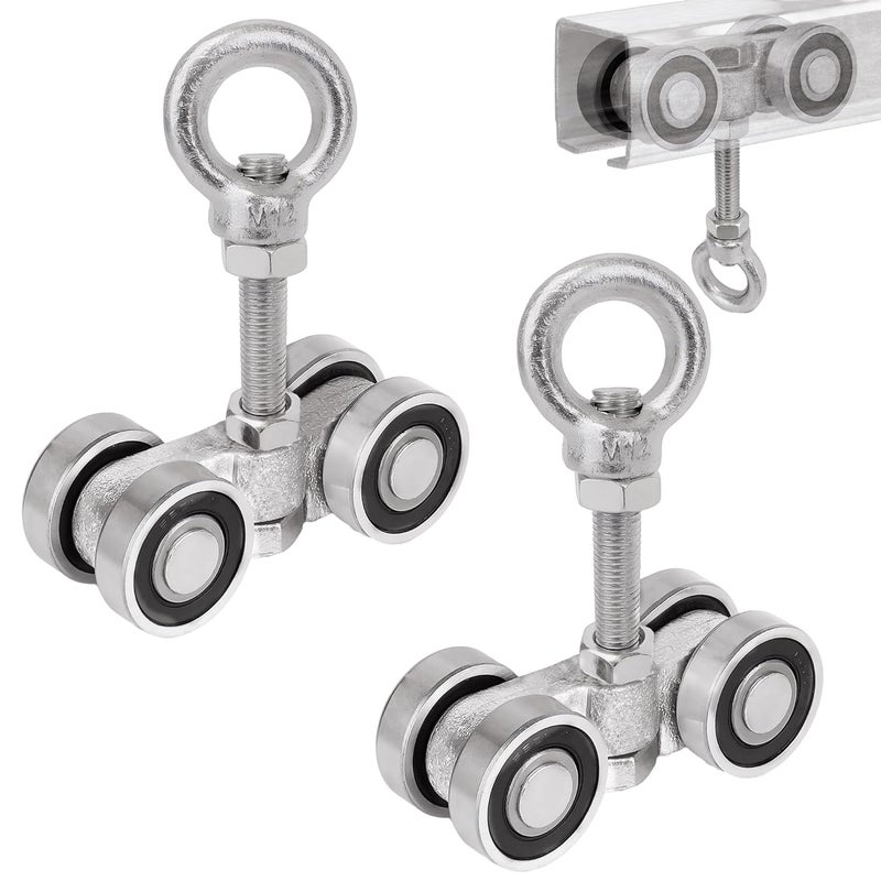 BiJun 4 Wheel Trolley Assembly Rollers - 650lbs Heavy-Duty Roller with M12 Bolt & Lifting Eye Nut - Fits 1-5/8" Wide/Taller Strut Channels - Image 1